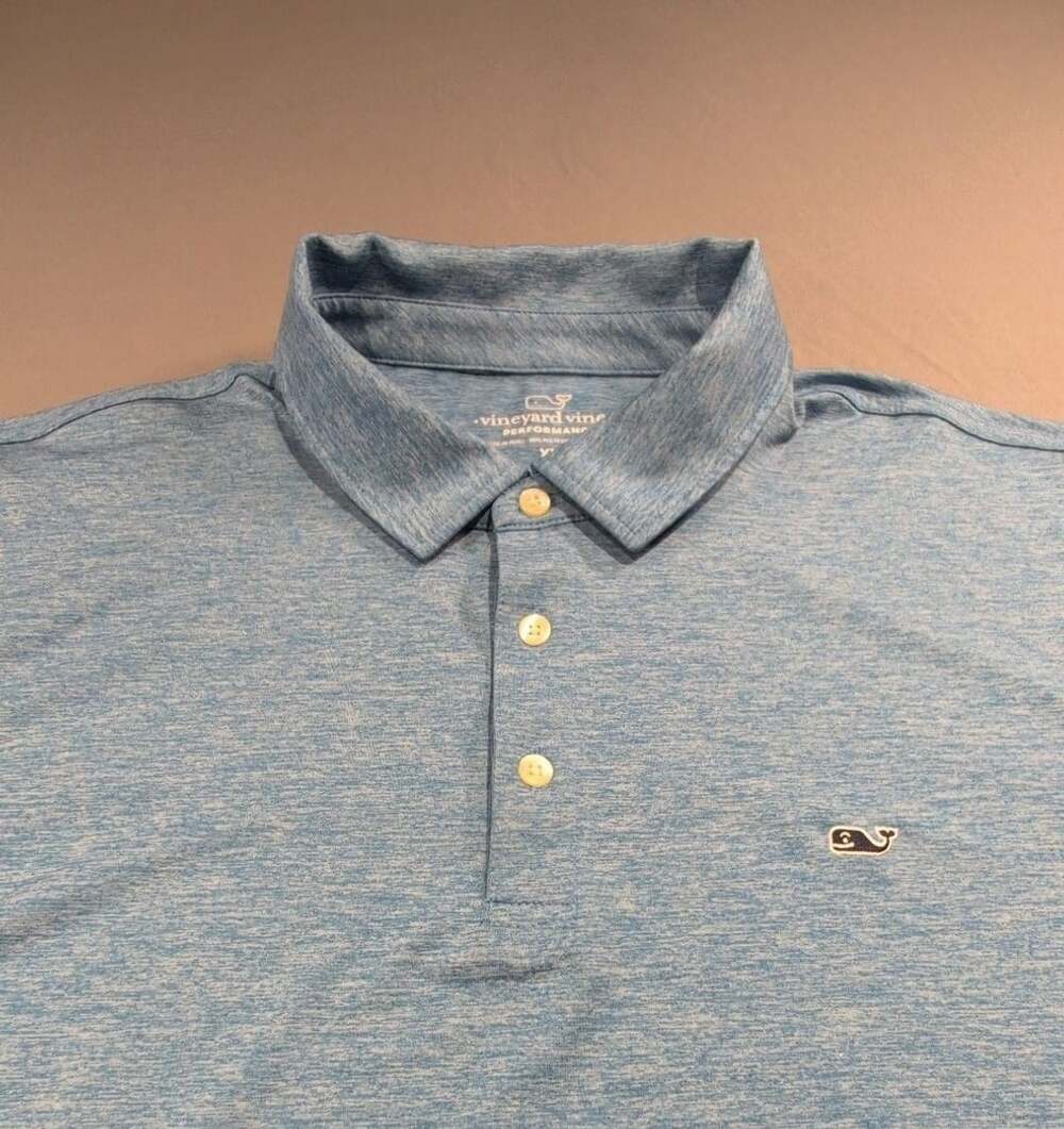 Vineyard Vines Sankaty Performance Polo Shirt Size XL Blue Heather